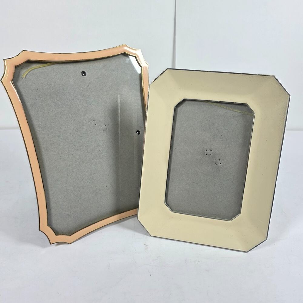 Vintage Fetco Picture Frames 2 Mid Century Metal Cream Peach Desk Frames Retro